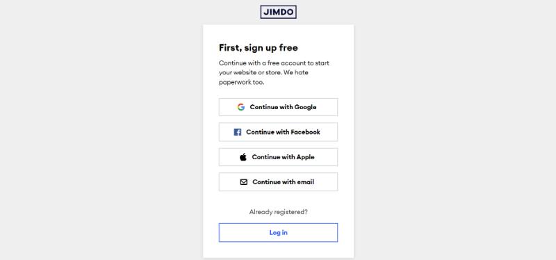 Create a Jimdo account 